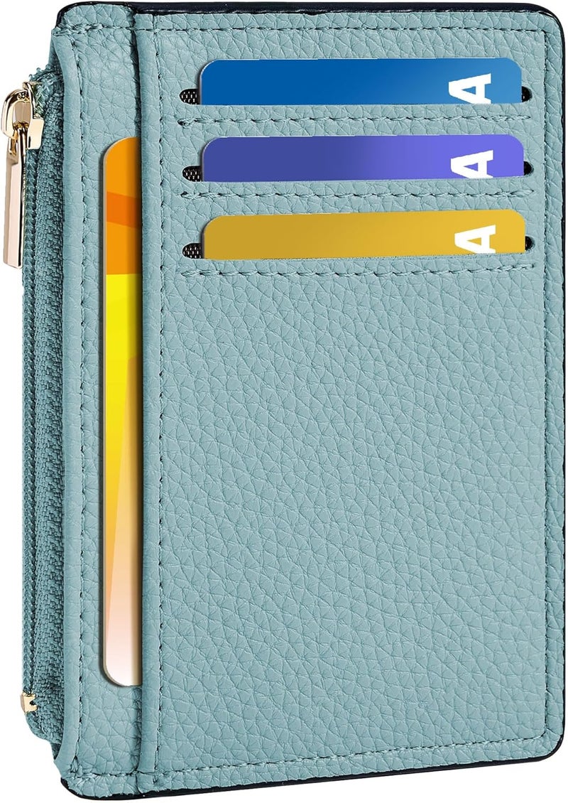 Tipmile Credit Card Holder for Women Slim Minimalist Front Pocket RFID Blocking Wallet Small Compact Card Case with ID Window, Powder Blue - Image 1